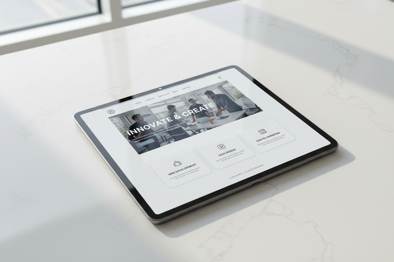 tablet displaying a website